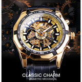 Forsining Top Merk mannen Mechanisch Horloge Automatische Skeleton Golden Mode Lederen Mannelijke Klok Relogio Masculino Drop Shipping