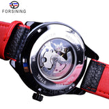 Forsining Sport Unieke Schedel Skelet Zwart Rood Horloges mannen Automatische Horloges Top Merk Luxe Lichtgevende Klok Waterbestendig