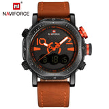 NAVIFORCE Top Merk Mannen Casual Sport Horloges Mens LED Analoge Klok Man Militaire Lederen Waterdicht Polshorloge Relogio Masculino