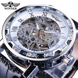 Winnaar Black Golden Retro Lichtgevende Handen Mode Diamant Display Mens Mechanisch Skeleton Horloges Topmerk Luxe Klok