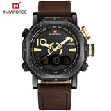 NAVIFORCE Top Merk Mannen Casual Sport Horloges Mens LED Analoge Klok Man Militaire Lederen Waterdicht Polshorloge Relogio Masculino