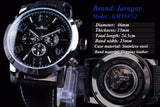 Jaragar 3 Dial Kalender Display Mannen Business Serie Silver Case Mannen Horloge Topmerk Luxe Lederen Band Automatische Horloge