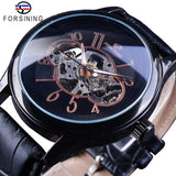 Forsining Skeleton Wit Golden Display Lichtgevende Handen heren Mechanische Horloge Transparant Case Opengewerkte relogio masculino