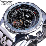 Jaragar Golden Rvs Tourbillion Ontwerp Kalenderweergave Heren Horloges Top Brand Luxe Automatische Mechanische Horloge