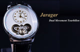 Jaragar Classic Dual Beweging Ontwerp Automatische Quartz Horloges Mannen Polshorloge Erkek Kol Saati Mannen Business Horloge Luxe Horloge Mannen