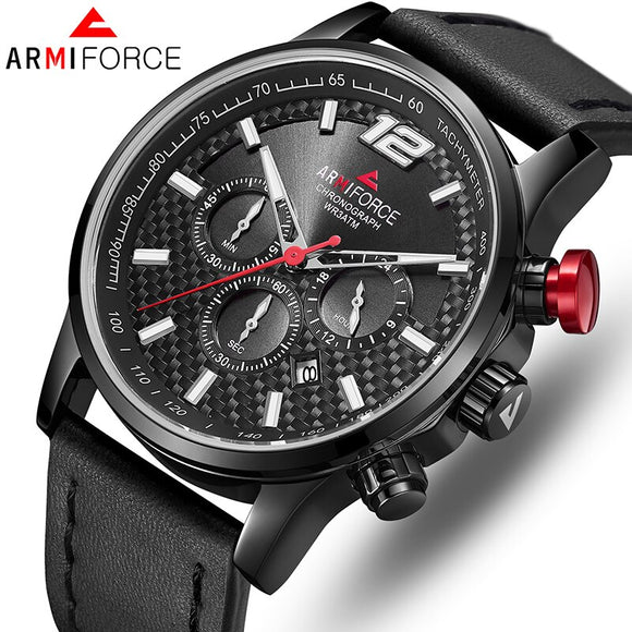 ARMIFORCE Brand Mannen Horloges Lederen Sport Horloges Quartz heren Horloge Mannelijke Datum Waterdicht Klok Relogio Masculino