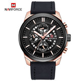 NAVIFORCE Mannen Gold Quartz Horloge mannen Mode Leger Sport Horloges Mannelijke 24 Uur Lederen Waterdichte Klok Relogio Masculino