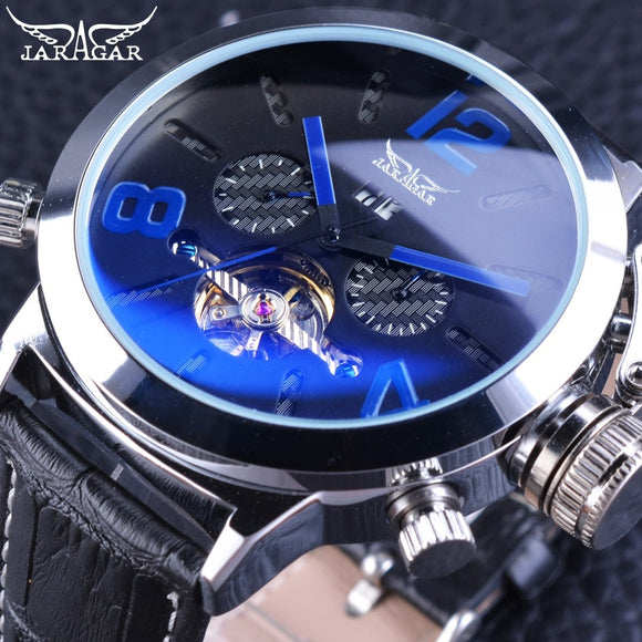 Jaragar Racing Sport Militaire Polshorloge Fashion Blue Dial 50mm Big Dial Ontwerp Heren Horloges Topmerk Luxe Automatische horloge