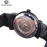 Forsining Racing Sport Klok Mannelijke Fashion Volledige Zwarte Klok Roestvrij Staal Lichtgevende mannen Automatische Horloges Top Merk Luxe