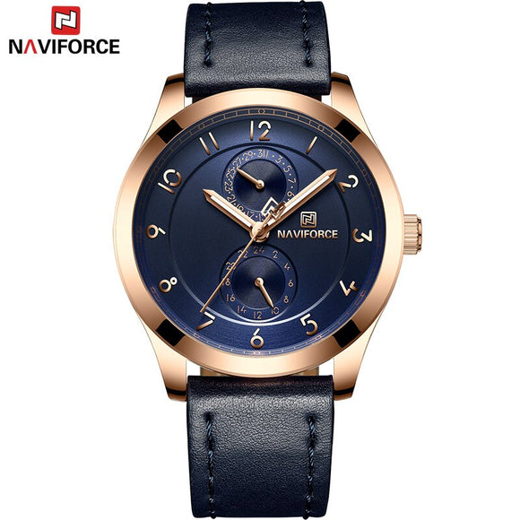 NAVIFORCE Top Merk Luxe Mannen Zakelijke Quartz Horloges Mannen Mode Sport Lederen Horloge Mannelijke 24 Uur Datum Analoge Klok