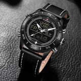 2018 Mannen Horloges NAVIFORCE Top Luxe Merk Lederen Quartz Horloge Mannen Mode Dual Display Sport Digitale Klok Relogio Masculino