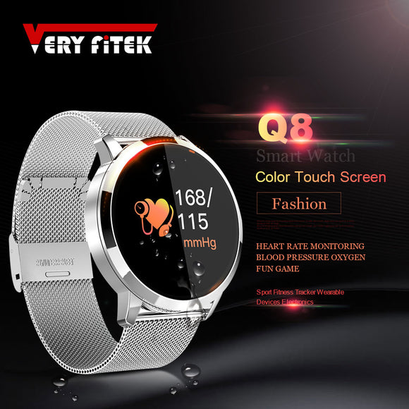 VERYFiTEK Q8 Bloeddruk Zuurstof SmartWatch Hartslagmeter Sport Fitness Horloges IP67 Stappenteller Mannen Vrouwen Slimme Horloge