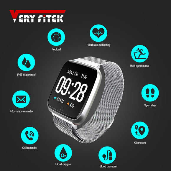 VERYFiTEK Y7 Smart horloge Bloeddruk Hartslagmeter Fitness Tracker Waterdicht Vrouwen Mannen Klok Smartwatch Voor Android IOS