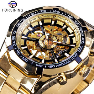 Forsining 2018 Sport Polshorloge Armband voor Mannen Golden Klok Top Merk Luxe Creatieve Skelet mannen Mechanische Horloges uhren