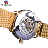 Forsining 2018 Zwart Gouden Open Werk Klok Mannelijke Mesh Band Ontwerp mannen Mechanische Horloges Top Merk Luxe Montre homme