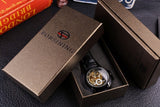 Forsining Royal Hollow Retro Ontwerp Zwart Lederen Band Zwarte Bezel Heren Horloge Topmerk Luxe Automatische Skelet Horloge