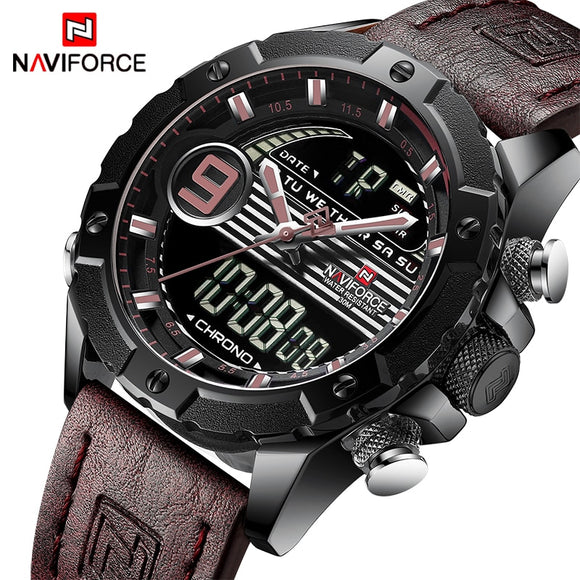 NAVIFORCE Heren Horloges Top Luxe Merk Mannen Mode Toevallige Quartz LED Digitale Horloge Man Militaire Waterdichte Sport Klok