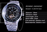 Jaragar Aviator Serie Zilver Rvs Toubillion Ontwerp Schaal Dial Heren Horloges Top Brand Luxe Automatische Horloge Klok