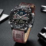 NAVIFORCE Luxe Merk mannen Lederen Waterdichte Quartz Horloge Mannen Militaire Sport Datum LED Horloges Mannelijke Klok Relogio Masculino