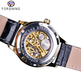 Forsining Skeleton Wit Golden Display Lichtgevende Handen heren Mechanische Horloge Transparant Case Opengewerkte relogio masculino