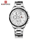 NAVIFORCE Mannen Klassieke Quartz Horloge mannen Volledig Stalen Waterdichte Horloges Mannelijke Datum Business 24 Uur Klok Relogio Masculino