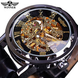 Winnaar Retro Classic Golden Dial Speciale Volledige Black Case Bezel Mannen Horloge Topmerk Luxe Designer Mechanisch Horloge Montre Homme