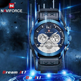 NAVIFORCE Nieuwe Mannen Quartz Horloge Creative Dial Datum Fashion Horloges Militaire Leer Waterdicht Mannelijke Klok Relogio Masculino