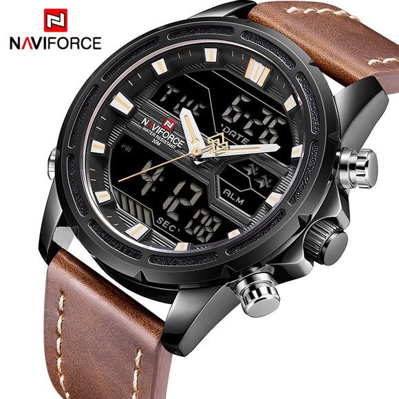 NAVIFORCE Luxe Merk Mannen Mode Sport Horloge Mens Militaire Quartz Horloges Mannelijke Lederen Datum Klok Relogio Masculino