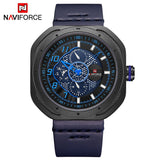 2018 NAVIFORCE Top Merk Mannen Sport Quartz Horloge mannen Waterdichte Blauw Lederen Horloges Mannelijke 24 Uur Datum Klok Relogio masculino