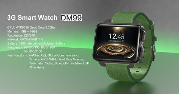 DM99 smart armband MT6580 quad-core 2.2 inch IPS scherm 1 gb + 16 gb 130MP camera 3g netwerk GPS wifi voor Android & IOS smartphone