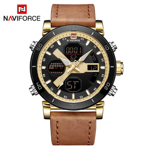 NAVIFORCE Luxe mannen LED Analoge Quartz Horloge Mannen Militaire Sport Horloges Mannelijke Waterdicht Datum Polshorloge Relogio Masculino