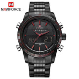 NAVIFORCE Luxe Merk Mannen Waterdichte Volledige Steel Horloges mannen Quartz Analoge LED Klok Mannelijke Sport Polshorloge Relogio Masculino