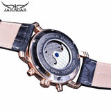 Jaragar Rose Golden Tourbillion Echt Riem Mens Business Horloge Creative Horloge Topmerk Luxe Mechanische Automatische Klok