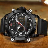 Naviforce luxe merk mannen sport lederen horloges mannen quartz digitale led klok mannelijke militaire polshorloge relogio masculino