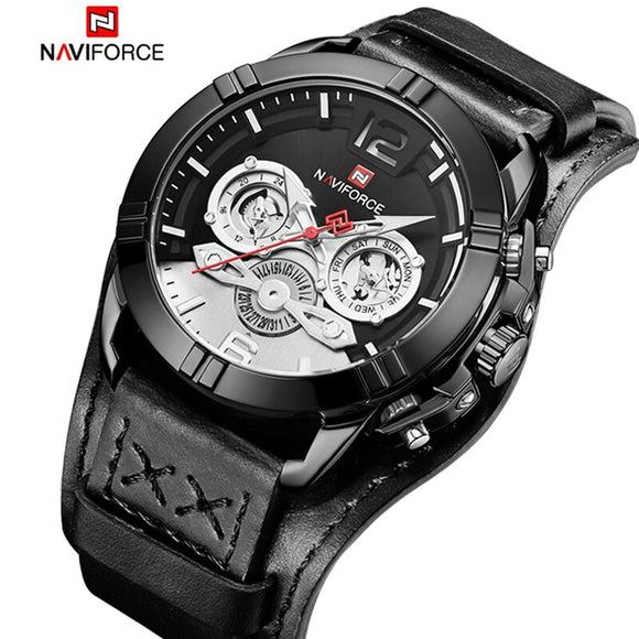 Nieuwe NAVIFORCE Top Brand Men Casual Quartz Horloge Heren Lichtgevende Outdoor Sport Horloges Militaire Leer Waterdicht Mannelijke Klok