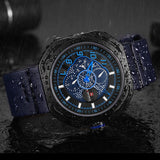 2018 NAVIFORCE Top Merk Mannen Sport Quartz Horloge mannen Waterdichte Blauw Lederen Horloges Mannelijke 24 Uur Datum Klok Relogio masculino