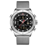 Nieuwe Mannen Mode Dual Display Horloge Heren Militaire Quartz Horloge Rvs Mesh Sport Horloges Analoge Digitale Mannelijke Klok