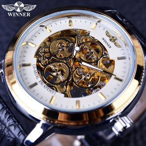 Winnaar 4 Ring Designer Analoge Transparant Case Terug Horloges Mannen Luxe Merk Mechanische Skeleton Horloge Horloges Mannen Klok