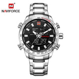 2018 Mannen Horloges NAVIFORCE Luxe Brand Militaire Sport Horloge Mannen Vol Staal Quartz Digitale Analoge Klok Relogio Masculino