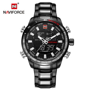 2018 Mannen Horloges NAVIFORCE Luxe Brand Militaire Sport Horloge Mannen Vol Staal Quartz Digitale Analoge Klok Relogio Masculino