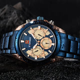 NAVIFORCE Horloge Mannen Mode Goud Blauw Quartz Horloges Rvs Waterdichte Klok Kalender 24 Uur Display Relogio Masculino