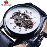 Forsining Skeleton Wit Golden Display Lichtgevende Handen heren Mechanische Horloge Transparant Case Opengewerkte relogio masculino