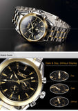 Jaragar Nieuwe Black Golden Case Rvs Multifunctionele Dag Datum 24 Uur Display Horloges Mannen Luxe Merk Automatische Horloge