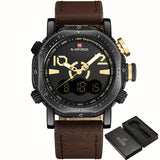 Horloges mannen top luxe merk  NAVIFORCE waterdichte digitale quartz klok mannelijke mode lederen sport polshorloge relogio masculino