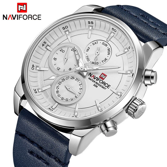 NAVIFORCE Luxe Merk mannen Militaire Sport Horloge Mannen Lederen Waterdichte Quartz Horloges Mannelijke 24 Uur Datum Display Analoge Klok