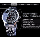 Jaragar Militaire Avigator Serie Zilveren Roestvrij Staal Lichtgevende Hand Mannen Horloge Top Brand Luxe Automatische Mechanische Horloge