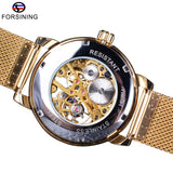 Forsining Transparant Case 2017 Mode 3D Logo Graveren Golden Rvs Mannen Mechanische Horloge Top Merk Luxe Skelet