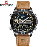 NAVIFORCE Heren Horloges Top Luxe Merk Mannen Mode Toevallige Quartz LED Digitale Horloge Mannelijke Militaire Waterdichte Sport Klok