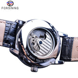 Forsining Automatische Self-Wind Mannen Jurk Horloge Zon Moon Phase Tourbillon Waterdichte Mannelijke Lederen Pols Horloges Relogio Masculino