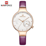 Vrouwen Horloges NAVIFORCE Top Brand Luxe Quartz Horloge Dames Lederen Datum Klok Mode Dial Ontwerp Dunne Vrouwelijke Horloge